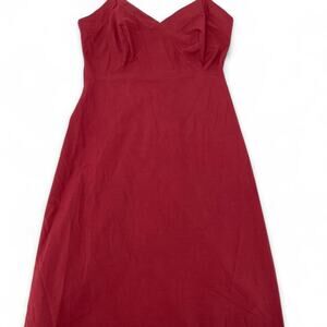 Velrose red midi dress with pink ribbon straps Size S